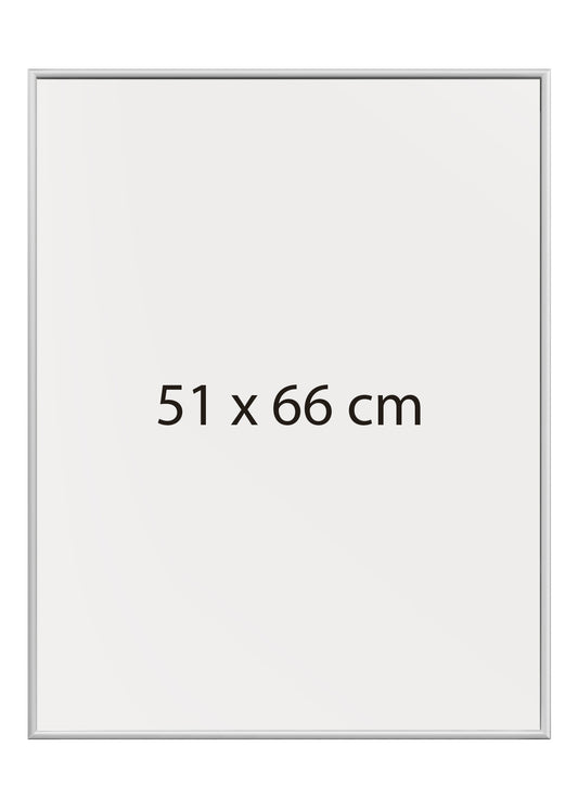 Plakatramme med kanter i mat sølv aluminium 51x66 cm